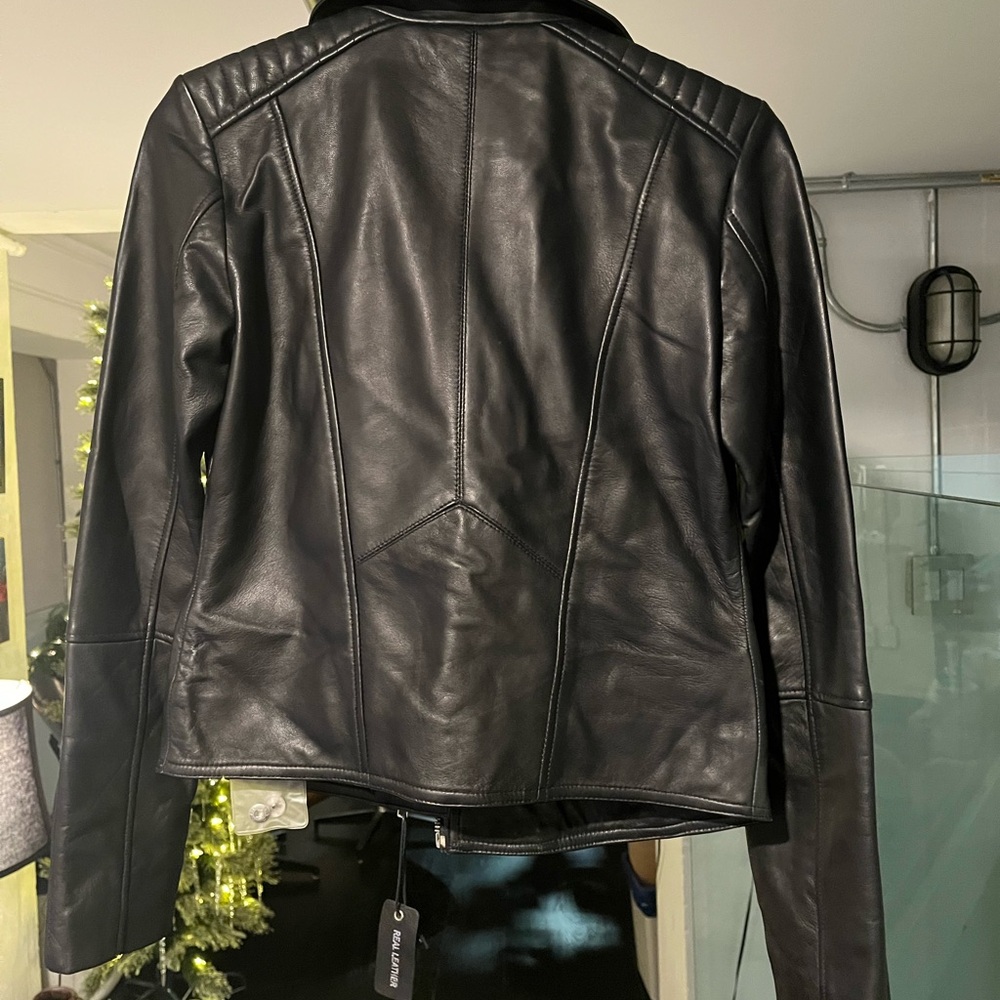 Barney’s Originals Genuine Leather Biker Jacket | UK 6 (0-2 US) - Picture 7 of 7